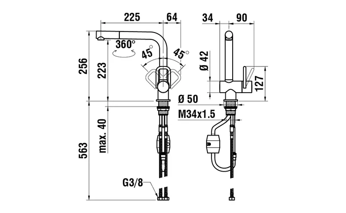 Elements Express Laufen Twin, Chrom, mit Zugauslauf, Twin HF989673100001 40.000.225.00 1