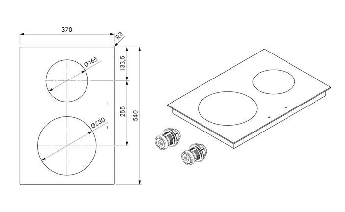 Elements Express BORA original Professional Induktions- Glaskeramik-Kochfeld PKI3 40.002.238.00 2