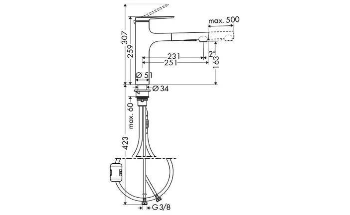 Elements Express Hansgrohe Zesis M33-160, Edelstahl- Finish, Mittelhoher Auslauf, 40.002.432.00 1