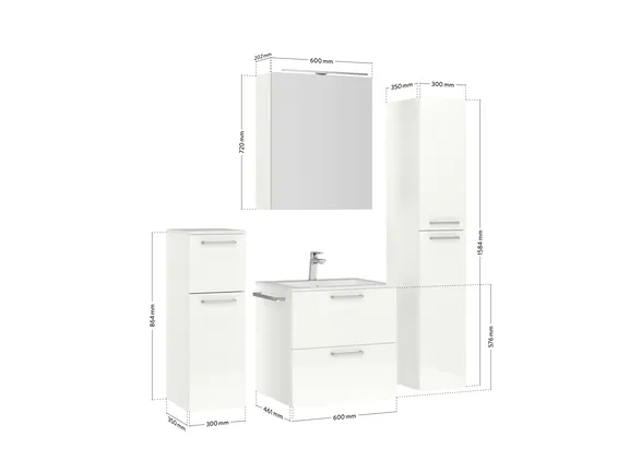 Elements Express Badblock mit Spiegelschrank und Beimöbeln 2