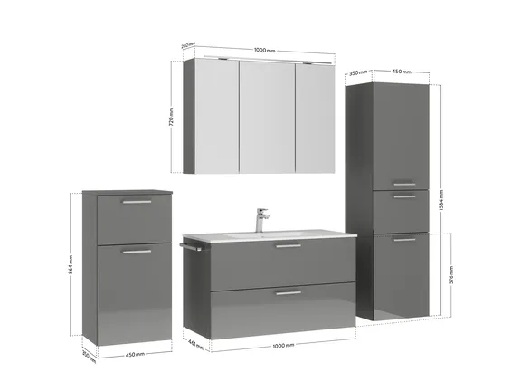 Elements Express Badblock mit Spiegelschrank und Beimöbeln 2