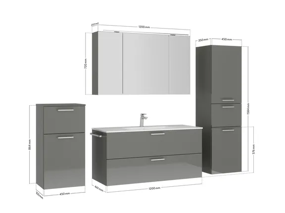 Elements Express Badblock mit Spiegelschrank und Beimöbeln 2