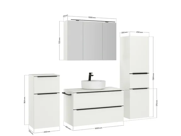 Elements Express Badblock mit Spiegelschrank und Beimöbeln 4