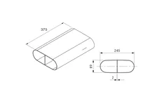 Elements Express BORA original Ecotube Flachkanal mit Steg 375 mm EFS375 40.002.440.00 1