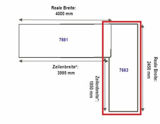 Elements Express Eck-APL mit Einsparung, rechter Schenkel, Breite 4000 0